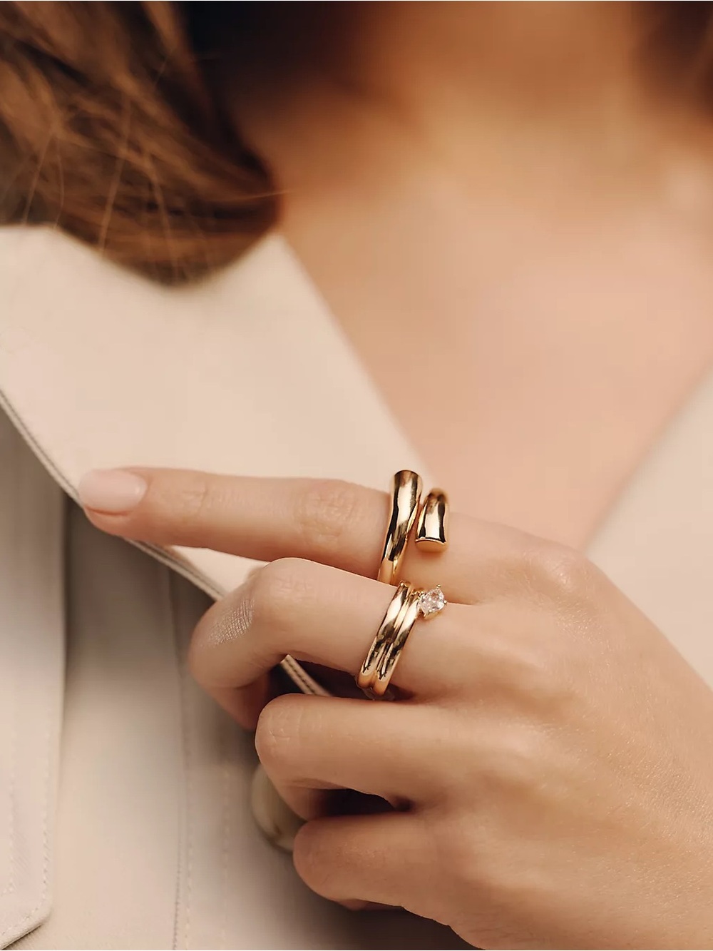 Anthropologie Gold Spiral Wrap Ring